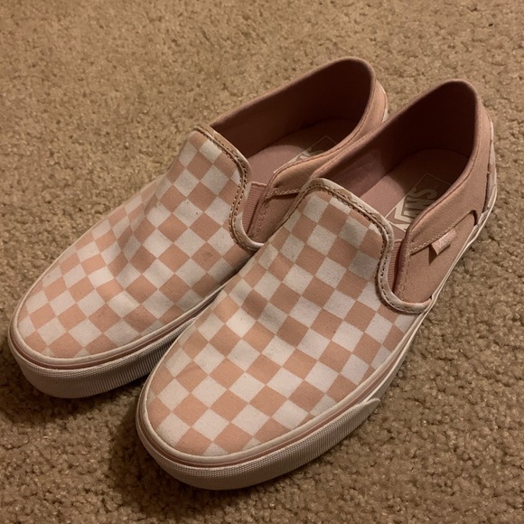 vans checkered light pink